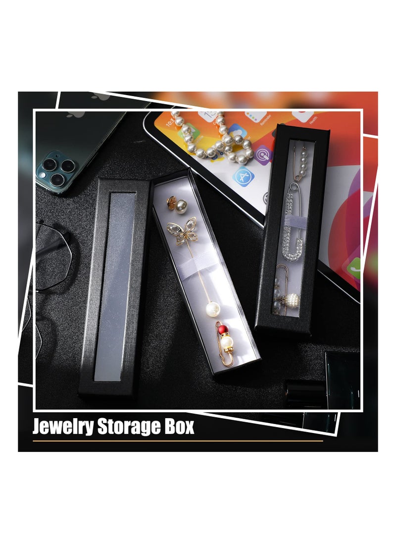 SYOSI - 8PCS Pen Gift Box Empty Cases, Clear Lid Pen Presentation Box Display Box Jewelry Gift Present Cases Empty Pen Cases with Clear Lid for Business Birthday Souvenir Office Supplies (Black) - Image 1