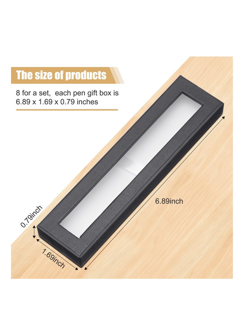 SYOSI - 8PCS Pen Gift Box Empty Cases, Clear Lid Pen Presentation Box Display Box Jewelry Gift Present Cases Empty Pen Cases with Clear Lid for Business Birthday Souvenir Office Supplies (Black) - Image 1