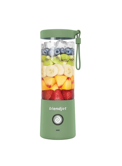 blendjet V2 Portable Blender Smoothie Maker, Personal Blender, Fruit Blender, Leak Proof Juicer, BPA-Free 475ml 200W Sports Bottle, USB-C Rechargeable, Ice Crusher with Stainless Steel Blades - Seaglass