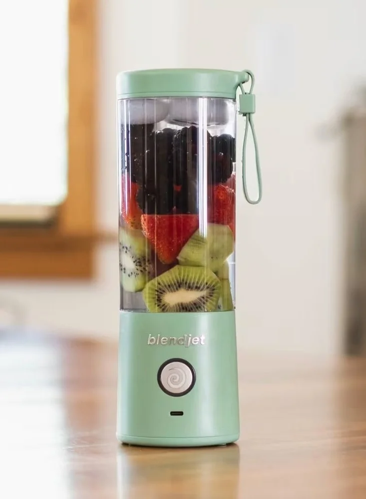 بليندجيت V2 Portable Blender Smoothie Maker, Personal Blender, Fruit Blender, Leak Proof Juicer, BPA-Free 475ml 200W Sports Bottle, USB-C Rechargeable, Ice Crusher with Stainless Steel Blades - Seaglass