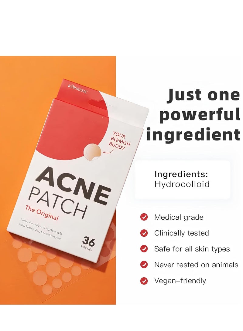 Kormesic رقع امتصاص حب الشباب  من كورميسيك، ستيكرات لاصقة غير مرئية مع حمض الساليسيليك لمعالجة البقع الواضحة وازالة العيوب الاصلية بمقاسين،... - Image 3