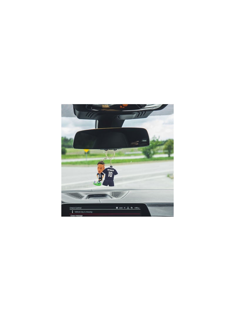Neymar Football Star Bobble Head Keychain With Jersey Design - Miniature Collectible For Car Dashboard Or Backpack Accessory  - Image 2