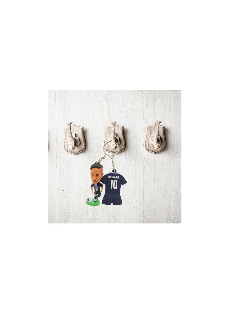 Neymar Football Star Bobble Head Keychain With Jersey Design - Miniature Collectible For Car Dashboard Or Backpack Accessory  - Image 4