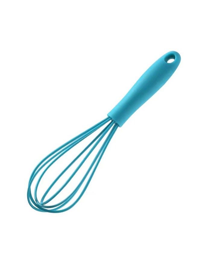 Spot Direct Sales 6inch Mini Silicone Egg Beater Plastic Handle Small Kitchen Household Manual Cream-Color:Blue Silicone Egg Beater - Image 1