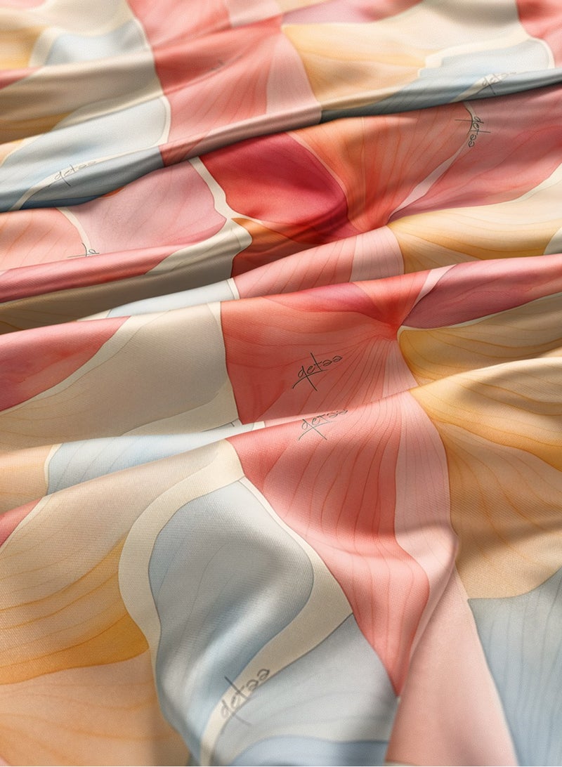 فيلاتو Ø¬Ù„Ø§Ø¨ÙŠØ© Ù…Ø®ÙˆÙŠØ± Ù…Ù† Ù‚Ù…Ø§Ø´ Ø­Ø±ÙŠØ± Ø§Ù„Ù„ÙŠÙ„ Ø¹Ø±Ø§Ù…Ù†ÙŠ Ø¨Ø§Ù„ÙŠØ§Ø±Ø¯Ø©ØŒ Ù†Ù‚Ø´Ø© Ø²Ù‡ÙˆØ± ÙˆØ±Ø¯ÙŠØ© Ø¨Ø±ØªÙ‚Ø§Ù„ÙŠØ©ØŒ Ø®ÙŠØ§Ø·Ø©ØŒ Ø¹Ø±Ø¶ 58 Ø¨ÙˆØµØ© - Image 3