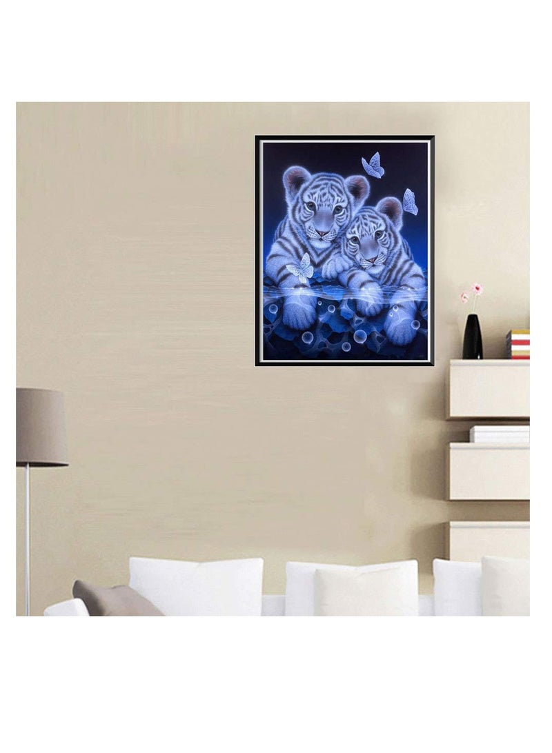 Excefore DIY 5D Diamond Painting by Number Kit Cute Tiger Rhinestone Embroidery Cross Stitch Ornaments Arts Craft Canvas Wall Decor Full Drilled Round Beads Diamond Painting Cross Stitch 23X30 cm  - Image 4