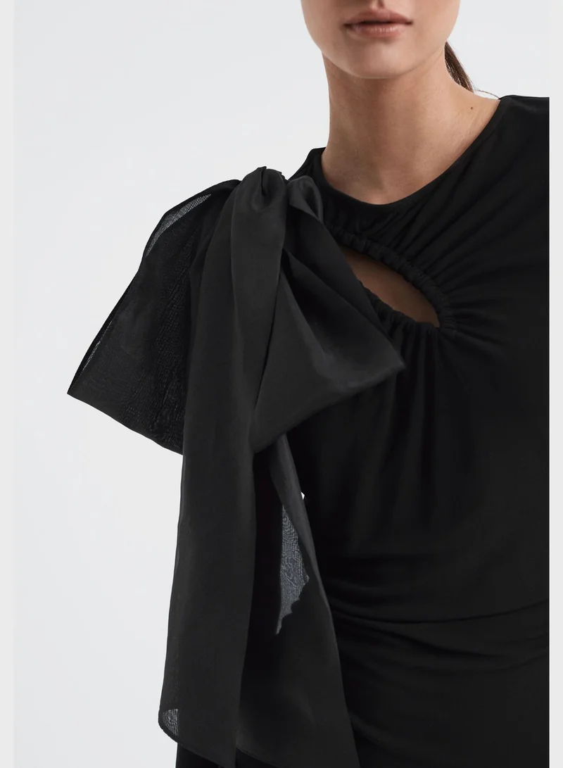 REISS Bow Shoulder Maxi Dress