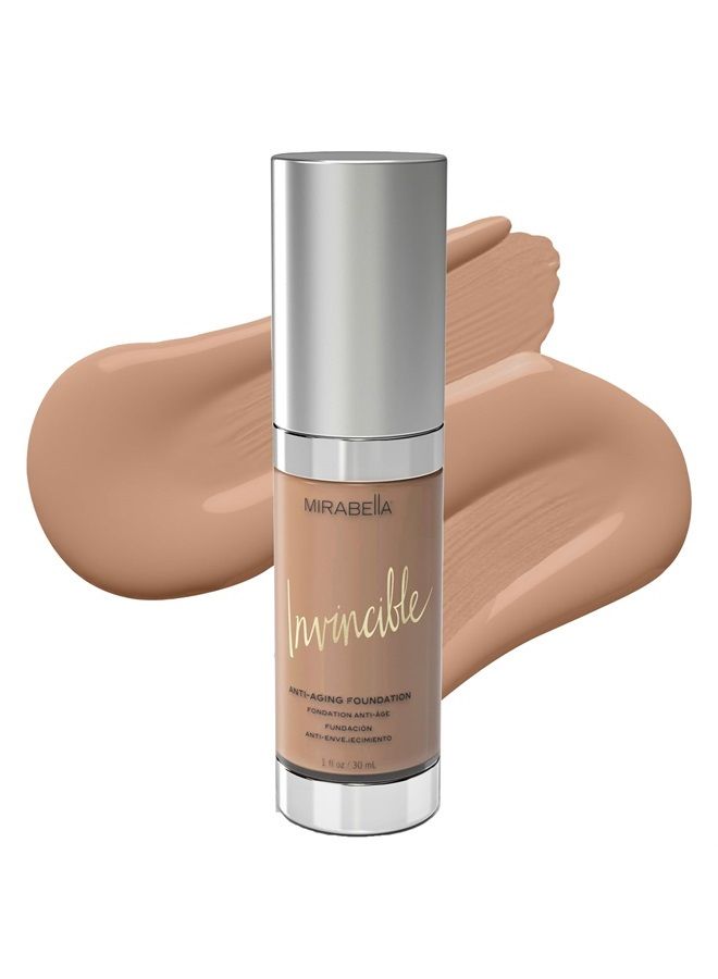 Mirabella Invincible Anti-Aging Full Coverage HD Liquid Foundation, Dark V - Moisture-Rich Formula Minimizes Acne, Fine Lines & Wrinkles for Smoother & Brighter Skin - Paraben-Free & Cruelty-Free - Image 1