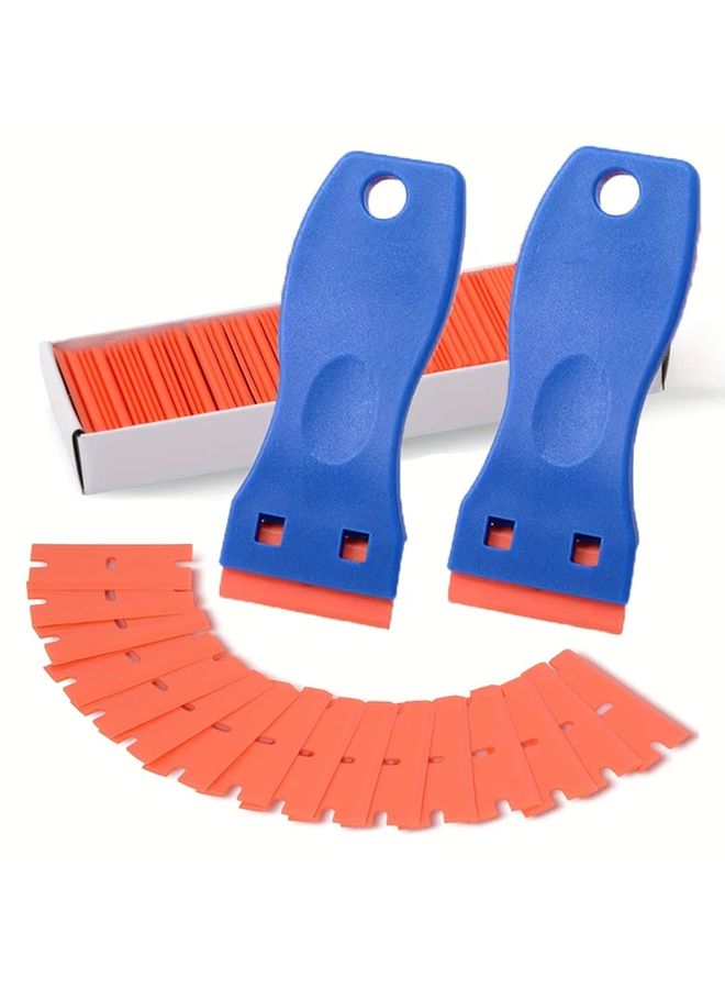 2pcs Plastic Razor Scrapers With 20 Blades Label Adhesive Remover For Glass Stickers - Image 2