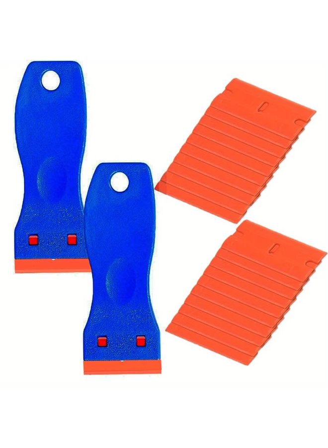 2pcs Plastic Razor Scrapers With 20 Blades Label Adhesive Remover For Glass Stickers - Image 1
