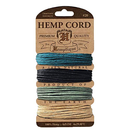 Hemptique Hemp Cord 4 Color Cards - Made with Love - Crafter’s No. 1 Choice – Eco Friendly – Plant Hanger - Scrapbooking – Gardening – Macramé – Home Décor (Camo Pack) - Image 1