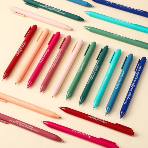 Teling 100 قلم تحفيزي مع اقتباسات ملهمة - أقلام حبر جاف مع عبارات مضحكة وإيجابية كهدية للموظفين في عيد الميلاد، حبر أسود (ألوان زاهية، تصميم كلاسيكي) - Image 5