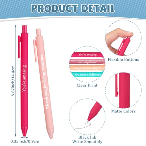 Teling 100 قلم تحفيزي مع اقتباسات ملهمة - أقلام حبر جاف مع عبارات مضحكة وإيجابية كهدية للموظفين في عيد الميلاد، حبر أسود (ألوان زاهية، تصميم كلاسيكي) - Image 4