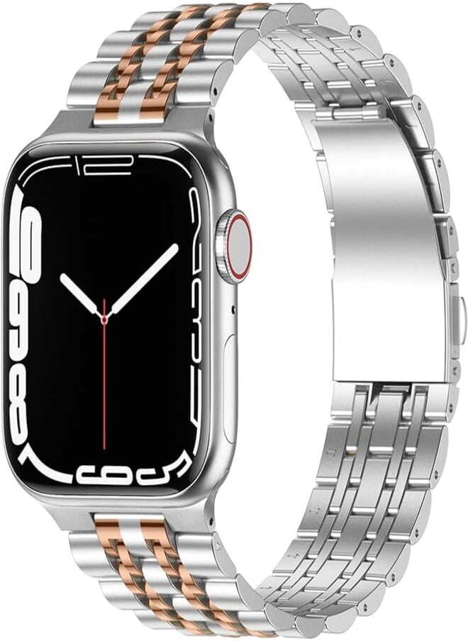 Anlinser - Anlinser Metal Strap Compatible with Apple Watch Straps 45mm 44mm 42mm 41mm 40mm 38mm, Adjustable Stainless Steel Replacement Band for iWatch Series 7/6/5/4/3/2/1,SE - Image 1