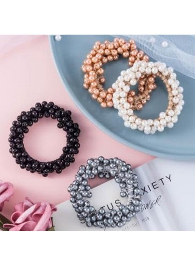 Shivarth Shivarth 2Pieces Trendy Korean Pearl Hair Ties Elastics Ring Rope Scrunchie Moti Hair Bands Ponytail Holder for Women or Girls Hair Accessories Daily Use Hair Bracelets - Image 2
