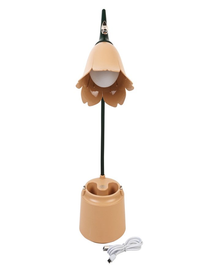 Lexton Flower Bird Table Lamp | Eye Friendly, USB Rechargeable, 3 Color Modes, Touch On/Off Switch, Adjustable Arm, Pen Holder | Suitable for Room Decor, Reading, Office (Pack of 1, Peach) - Image 5
