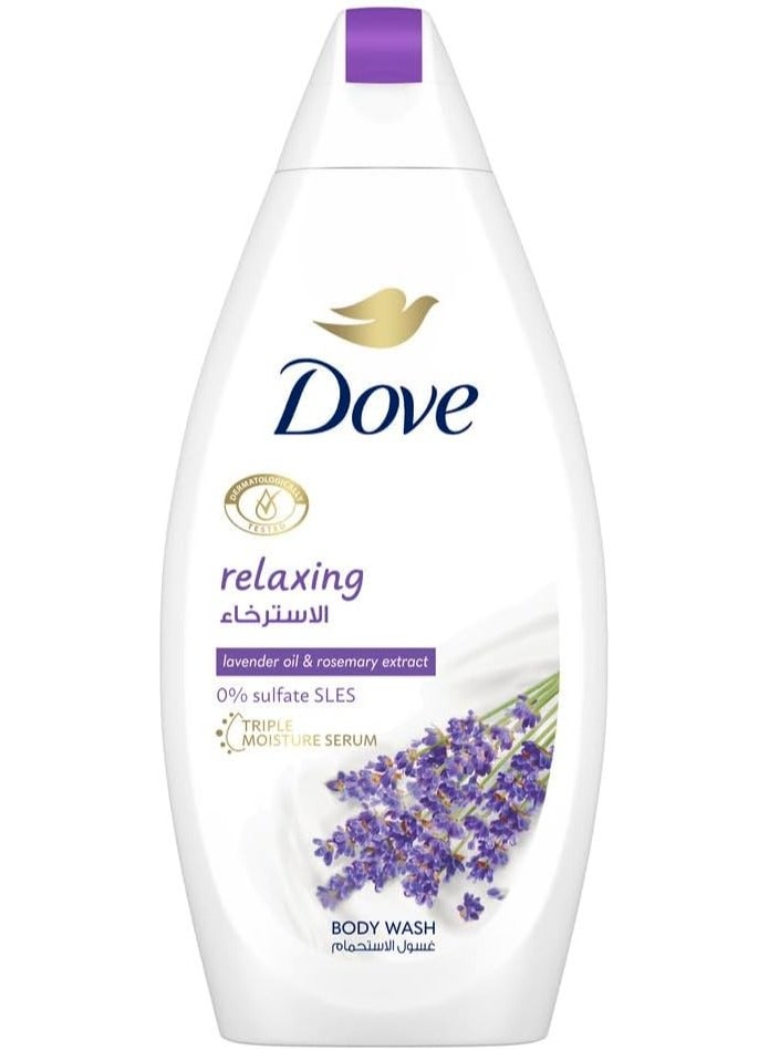 دوف غسول ملطف للجسم من دوف بتقنية مزيج التجديد وزيت اللافندر ومستخلص اكليل الجبل، مع ¼ كريم مرطب، سعة 500 مل - Image 1