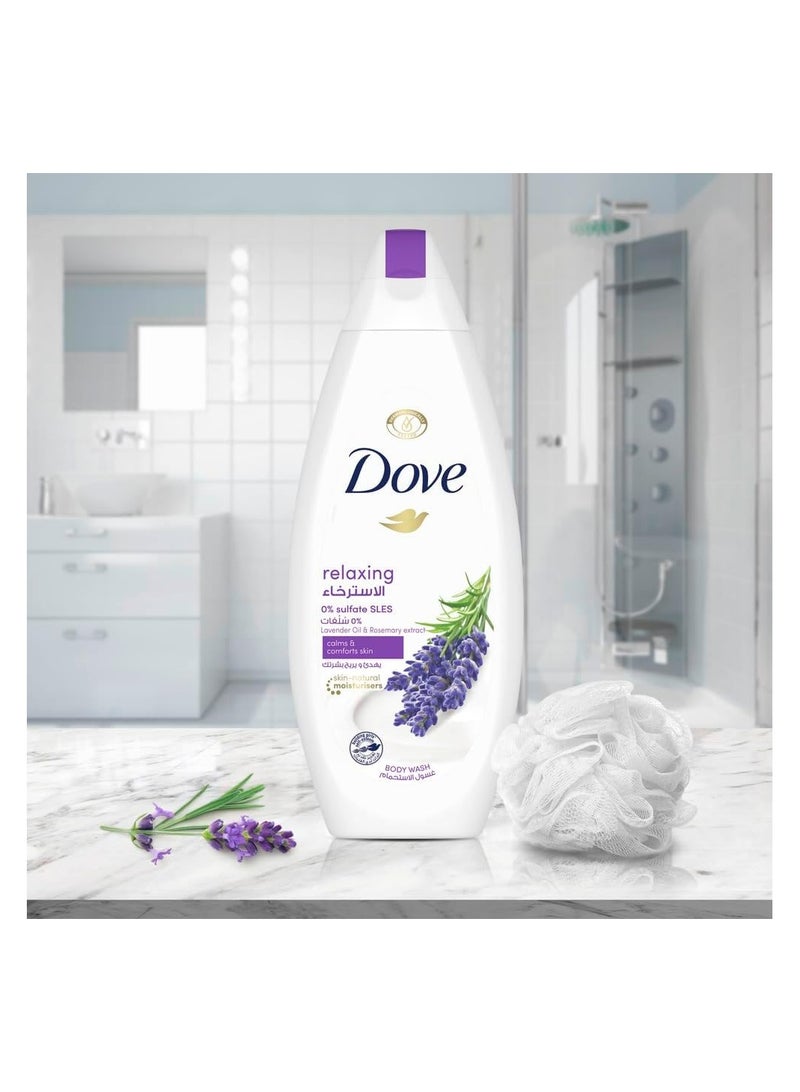دوف غسول ملطف للجسم من دوف بتقنية مزيج التجديد وزيت اللافندر ومستخلص اكليل الجبل، مع ¼ كريم مرطب، سعة 500 مل - Image 2