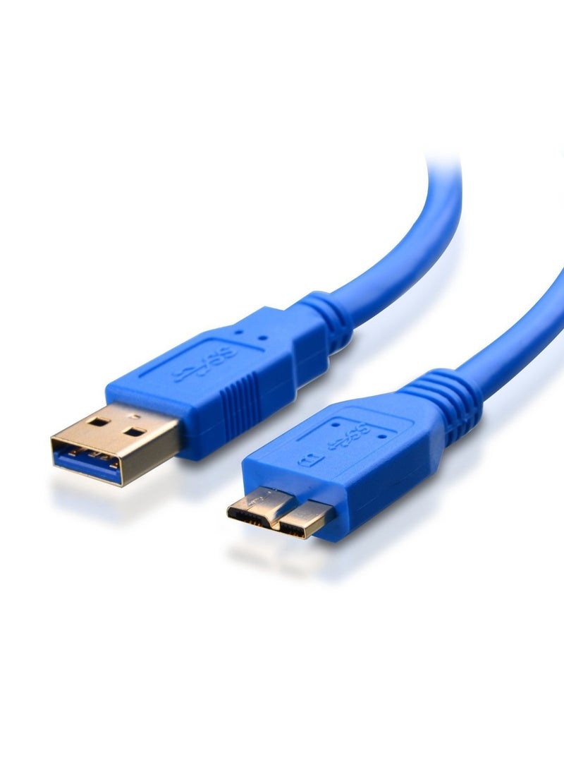 FUJISHKA USB 3.0 Data Cable Cord for External HDD Hard Disk Drive, WD My Book Passport Essential - 1.5 Meter - Blue - Super Speed - Image 1