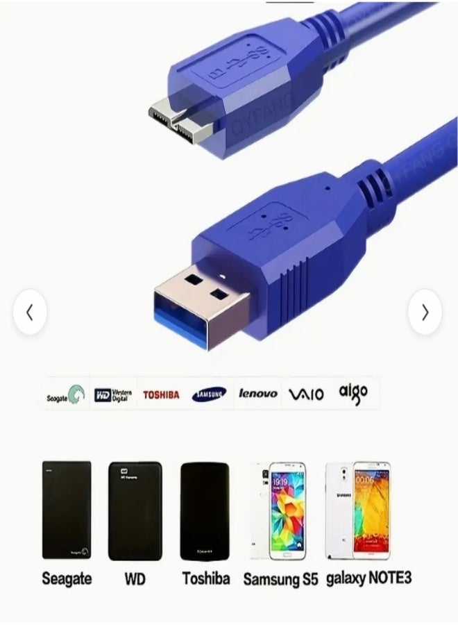 FUJISHKA USB 3.0 Data Cable Cord for External HDD Hard Disk Drive, WD My Book Passport Essential - 1.5 Meter - Blue - Super Speed - Image 4