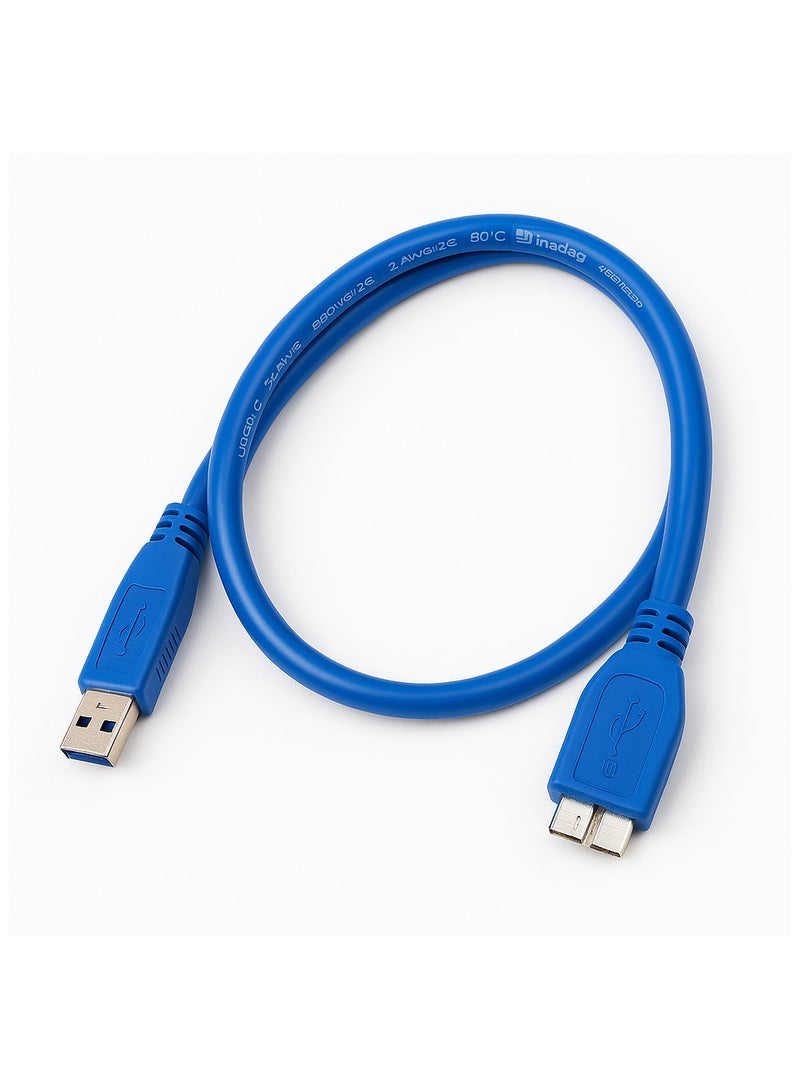FUJISHKA USB 3.0 Data Cable Cord for External HDD Hard Disk Drive, WD My Book Passport Essential - 1.5 Meter - Blue - Super Speed - Image 3