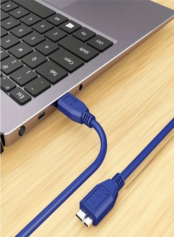 FUJISHKA USB 3.0 Data Cable Cord for External HDD Hard Disk Drive, WD My Book Passport Essential - 1.5 Meter - Blue - Super Speed - Image 2