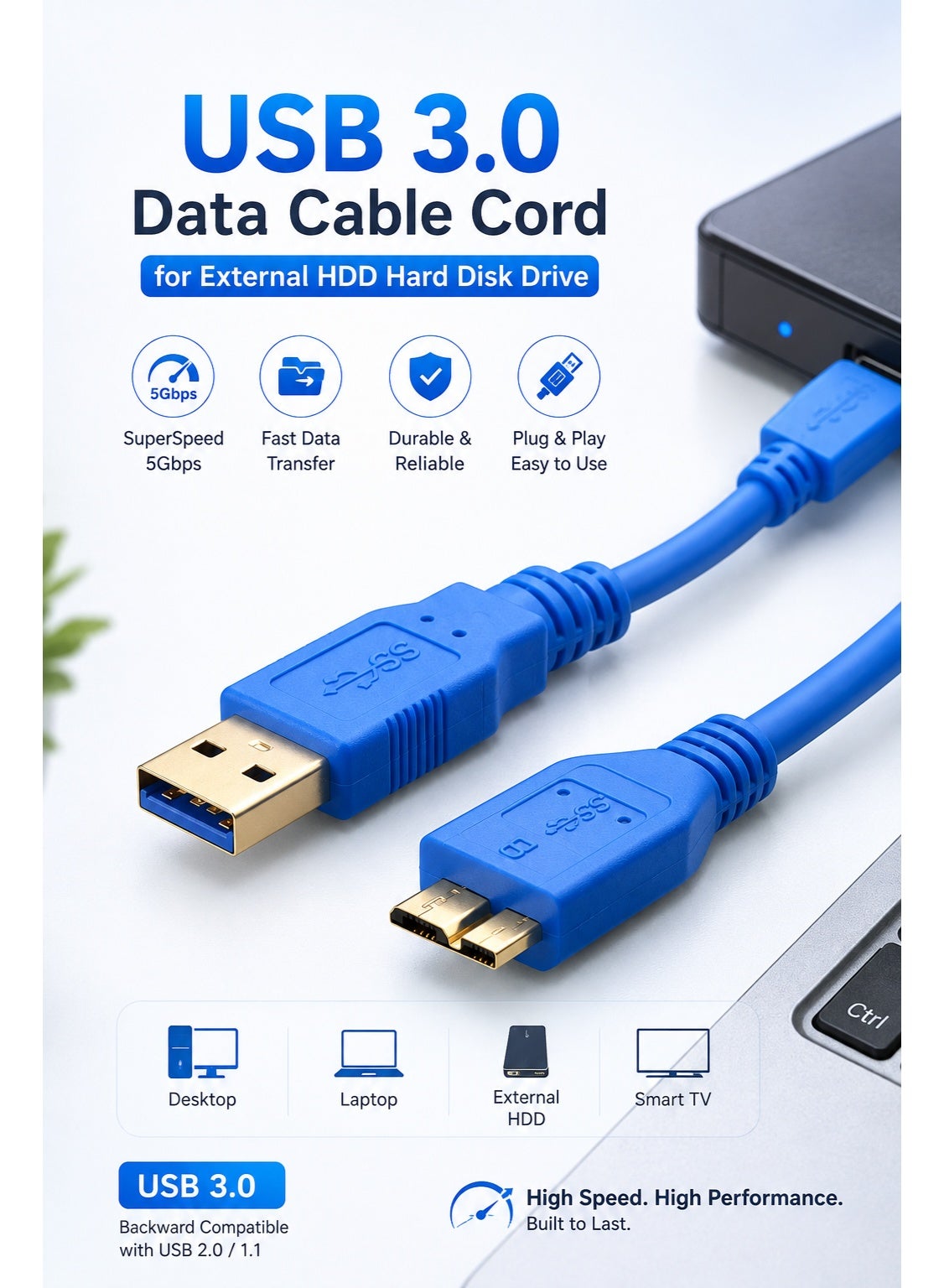 fujishka Fujishka Usb 3 0 Data Cable Cord For External Hdd Hard Disk Drive ZAB0A20F721628F366E80Z