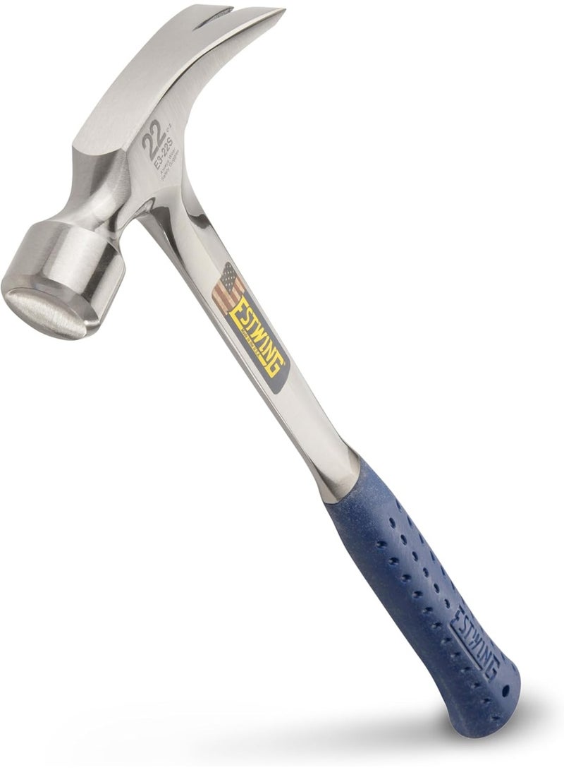Estwing ESTWING Framing Hammer - 22 oz Long Handle Straight Rip Claw with Smooth Face & Shock Reduction Grip - E3-22S  - Image 1