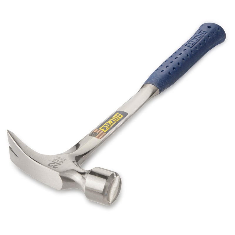 ESTWING Framing Hammer - 22 oz Long Handle Straight Rip Claw with Smooth Face & Shock Reduction Grip - E3-22S - Image 2