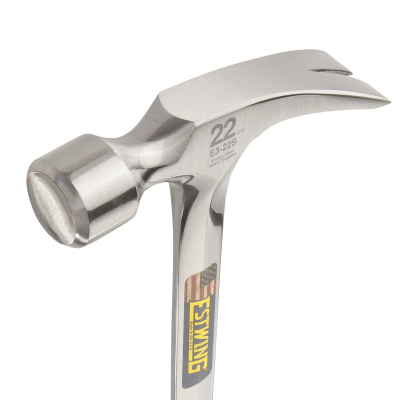ESTWING Framing Hammer - 22 oz Long Handle Straight Rip Claw with Smooth Face & Shock Reduction Grip - E3-22S - Image 3