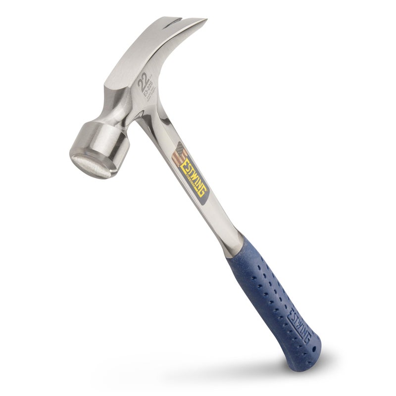 ESTWING Framing Hammer - 22 oz Long Handle Straight Rip Claw with Smooth Face & Shock Reduction Grip - E3-22S - Image 1