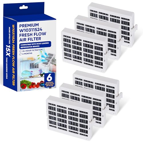 Canamax Premium W10311524 Refrigerator Air Filter Cartridge - For Whirlpool AIR1 Kenmore KitchenAid Maytag JennAir Fresh Flow - Replaces W10315189 W10335147 2319308 1876318 AP4538127 AH2580853-6Pack - Image 1