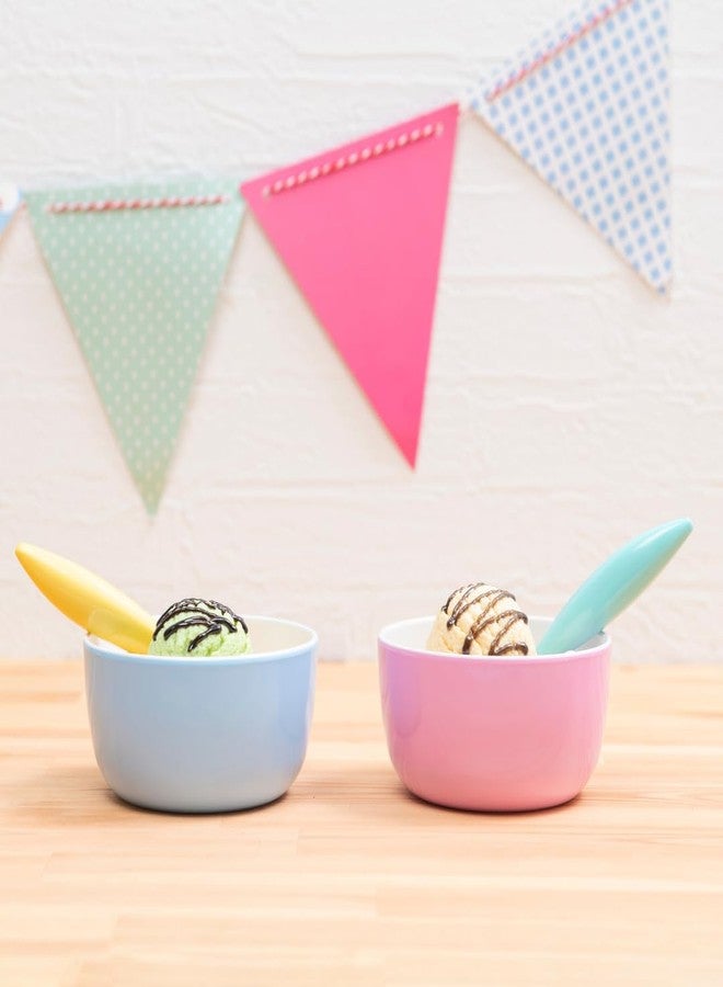 Bzyoo Set of 6 Small ColorPop Melamine Bowls - 4.5" 14.3 OZ Dipping, Dessert, Snack, Serving for Side Dishes, Soups, Salads, Ice Cream, and Parties - Pastel - Image 3