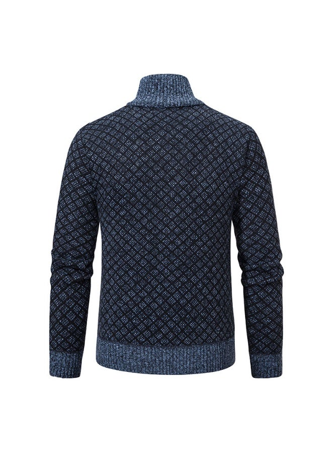 general Mens Winter Cardigan Sweatercoats Male Stand Collar Fleece Sweaters Jacket Warm Slim Sweater Jacket for Men - Image 2