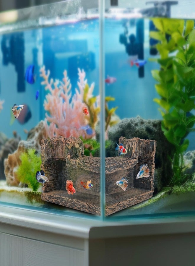 MLLNFUE Aquarium Cave, Betta Fish Hideout for Aquarium Fish Tank Decorations- Natural-Looking Wooden Cave for Aquariums - Aquarium Cave for Guppies & Corydoras - Fish Hideout Decor, 5.1"x5.1"x2.7" - Image 3