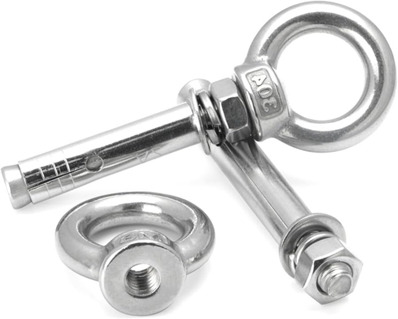 304 Stainless Steel M10x100mm Sleeve Anchor Concrete Expansion Eye Bolts 2pcs - Image 5