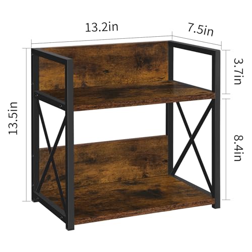 YINMIT Countertop Shelf Organizer,Coffee Bar Accessories,Spice Rack,Coffee Counter Shelf,2 Tier Coffee Organizer Station for Mugs,Cups,Cream,Syrup(Rustic Brown, Medium) - Image 3