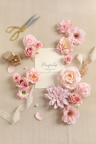 Koroni Flowers Artificial Flowers Combo Box Set Pink Flowers Silk Fake Roses with Stems for DIY Wedding Bouquets,Floral Arrangement,Table Centerpieces,Baby Shower, Home Decor - Image 3