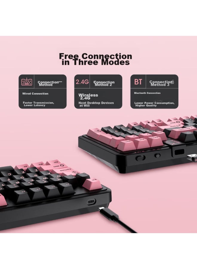 AUSDOM Asdun 98pro Silent Switch Mechanical Keyboard, Gaming, E-sports, Office, Triple-mode Bluetooth, Wireless, Wired, Customizable Keyboard, Low Latency, Full N-key Rollover, Gasket Structure, Black And White - Image 4