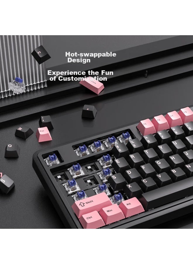 AUSDOM Asdun 98pro Silent Switch Mechanical Keyboard, Gaming, E-sports, Office, Triple-mode Bluetooth, Wireless, Wired, Customizable Keyboard, Low Latency, Full N-key Rollover, Gasket Structure, Black And White - Image 3