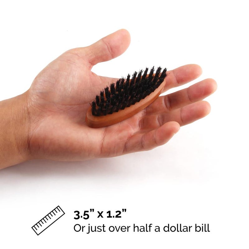 ZEUS Pocket Beard & Mustache Brush for Men, Travel Size Grooming Tool with Firm & Stiff Boar Hair Bristles for Beard Styling & Detangling (Made in Germany) N91 - Image 3