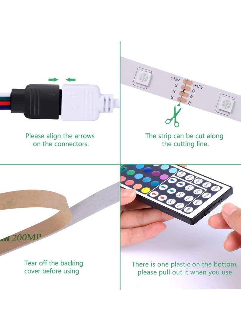 Generic - LED Light for Bedroom Living Room Home Decoration Party TV Led Lights for Bedroom 16.4ft RGB 5050 150 LEDs Color Changing Light with 44 Keys IR Remote - Image 1