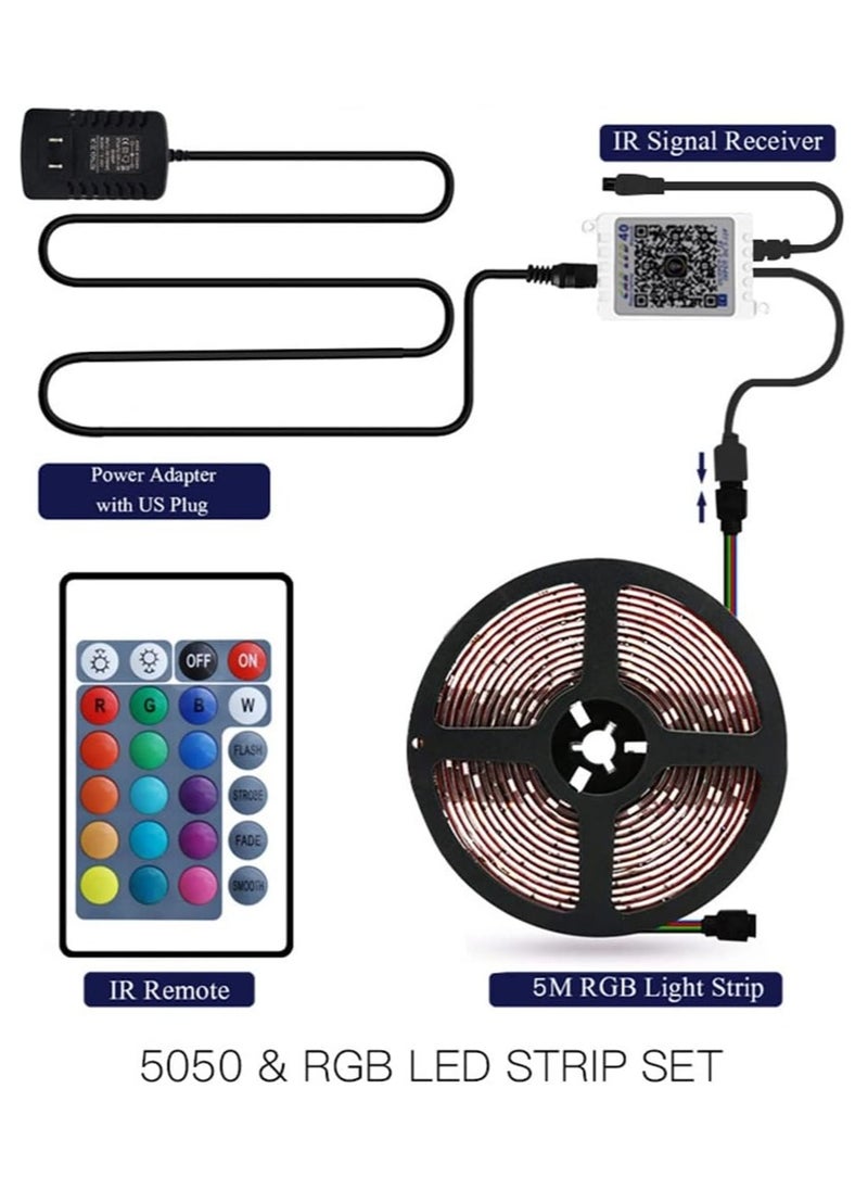 Generic - LED Light for Bedroom Living Room Home Decoration Party TV Led Lights for Bedroom 16.4ft RGB 5050 150 LEDs Color Changing Light with 44 Keys IR Remote - Image 1