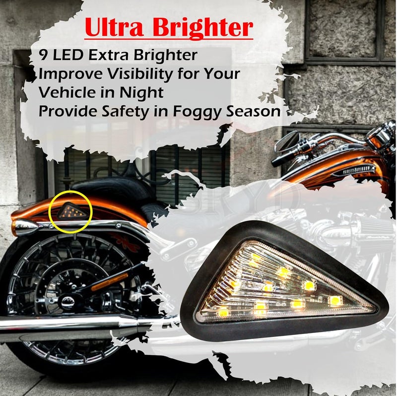 Asryd إشارات دوران دراجة نارية مثلثية مدفونة مع ضوء LED برتقالي مقاوم للماء (عبوة من 2) لدراجة باجاج بولسار 220 F، أسود - Image 2