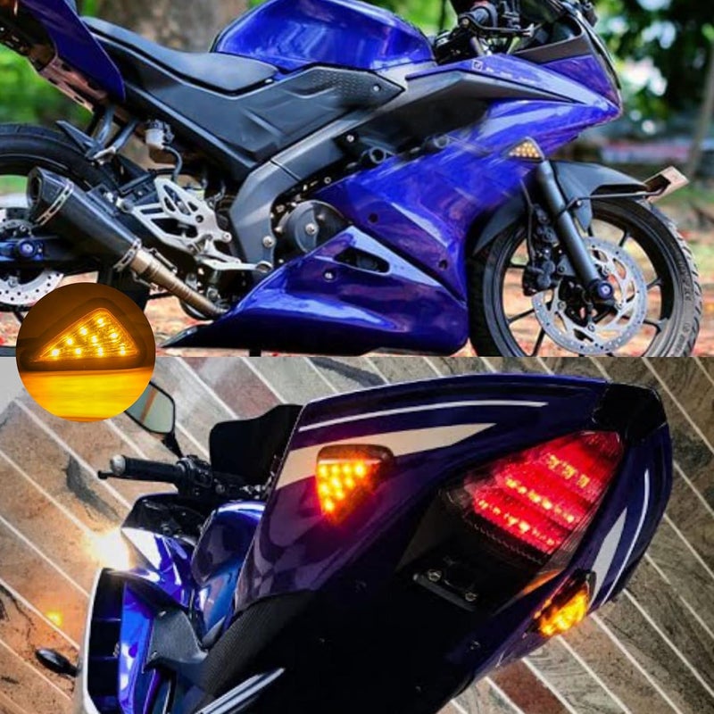 Asryd إشارات دوران دراجة نارية مثلثية مدفونة مع ضوء LED برتقالي مقاوم للماء (عبوة من 2) لدراجة باجاج بولسار 220 F، أسود - Image 3