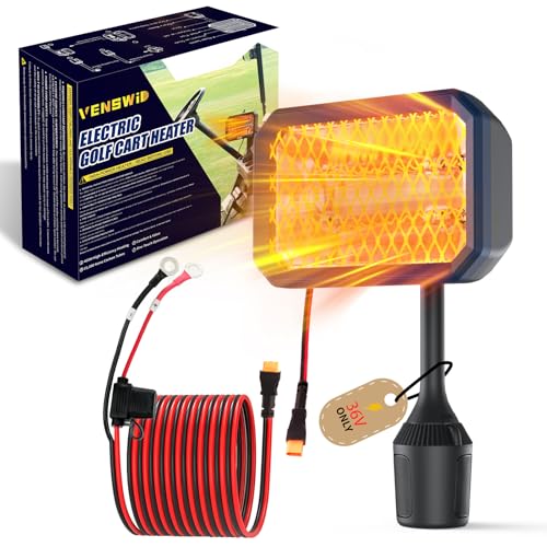 PUTTLAZR 36V Electric Golf Cart Heater with Mid-Cable Quick-Disconnect, 400W Safe & Fast Silent Carbon Fiber Heating, 360° Rotatable Head, Compatible with Club Car/Yamaha/EZGO, Golf Cart Accessories, Golf Gift - Image 1