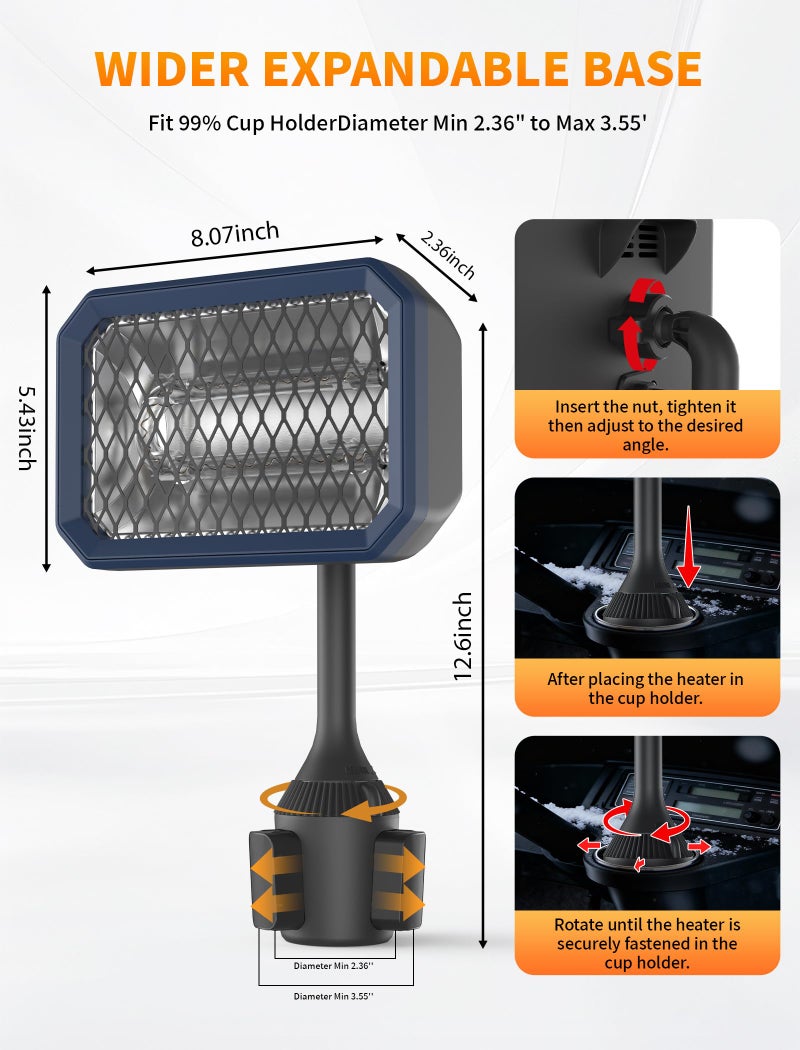 PUTTLAZR 36V Electric Golf Cart Heater with Mid-Cable Quick-Disconnect, 400W Safe & Fast Silent Carbon Fiber Heating, 360° Rotatable Head, Compatible with Club Car/Yamaha/EZGO, Golf Cart Accessories, Golf Gift - Image 5