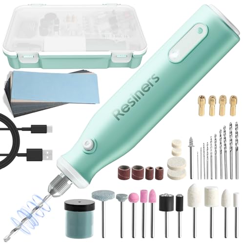 Resiners Cordless Rotary Tool Kit, Electric Resin Drill & Polishing Kit, 5-Speed Adjustable, 54pcs Jewelry Making Kit, Professional Machine for Resin Molding, Manicure, Wooden DIY Crafts - Image 1