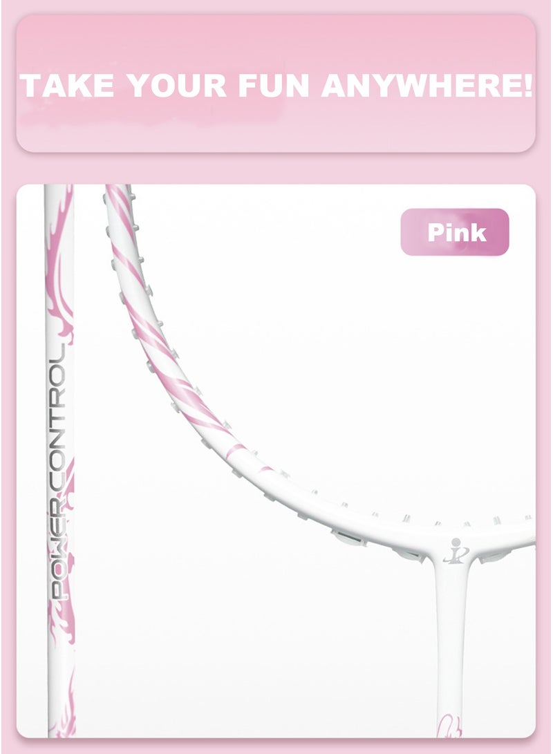 Splendors 1-Piece Badminton Racquet Set Pink Carbon Fiber Lightweight 77 Grams 25 LBS Tension Professional Racquet For Outdoor Sport With 2 Shuttlecocks 1 Replacement Racket Grip Tape 1 Random-colored Carry Bag - Image 5