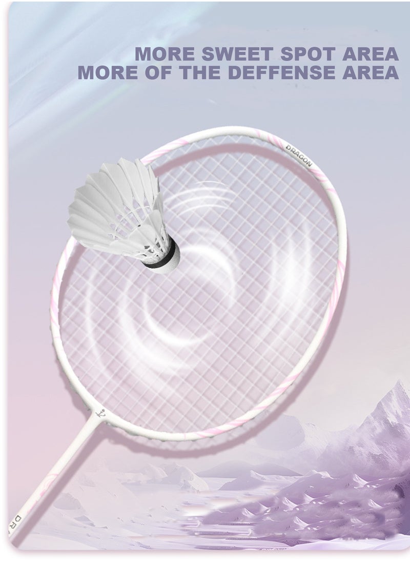 Generic 1-Piece Badminton Racquet Set Pink Carbon Fiber Lightweight 77 Grams 25 LBS Tension Professional Racquet For Outdoor Sport With 2 Shuttlecocks 1 Replacement Racket Grip Tape 1 Random-colored Carry Bag  - Image 3